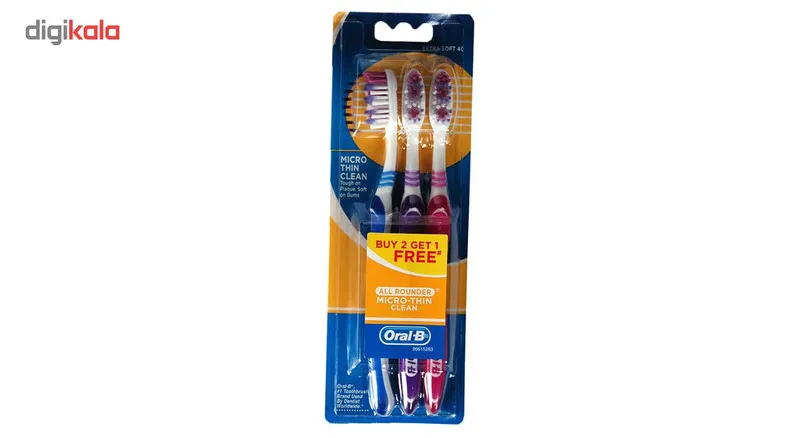 مسواک اورال بی مدل Micro Thin Clean بسته 3 عددی - تصویر 2