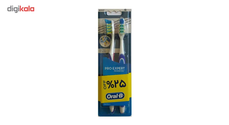 مسواک اورال-بی سری Pro Expert Crossaction مدل Extera clean با برس متوسط - بسته 2 عددی - تصویر 2