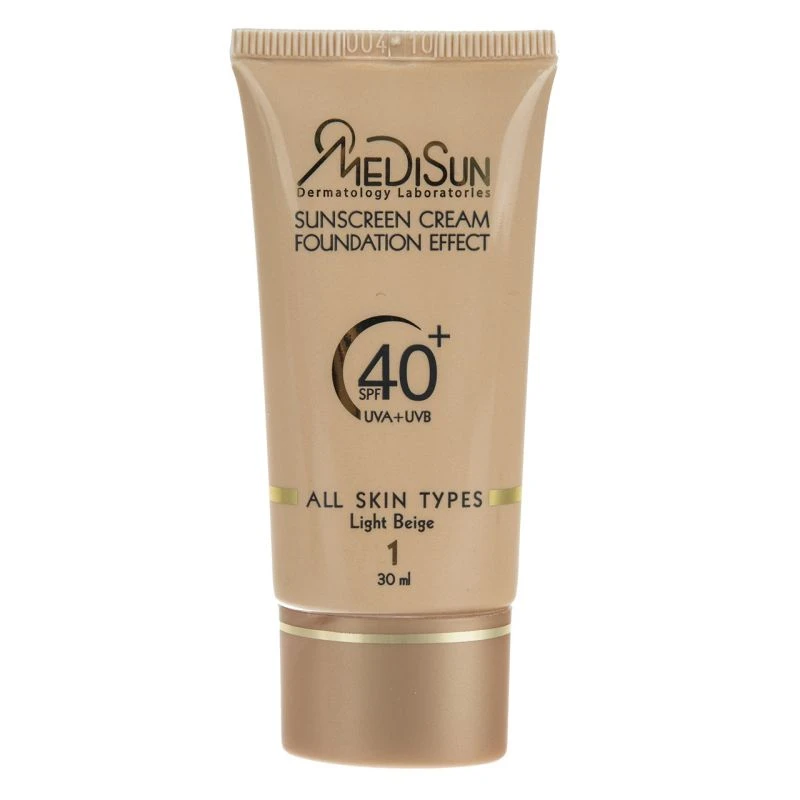 کرم ضد آفتاب رنگی مدیسان، SPF 40، مدل No1، مناسب انواع پوست با تنالیته متوسط و حجم 30 میلی‌لیتر، محافظت‌کننده در برابر اشعه‌های UVA و UVB، ضد چروک و پیری، دارای فرمولاسیون تیتانیوم دی اکساید و گلیسیری