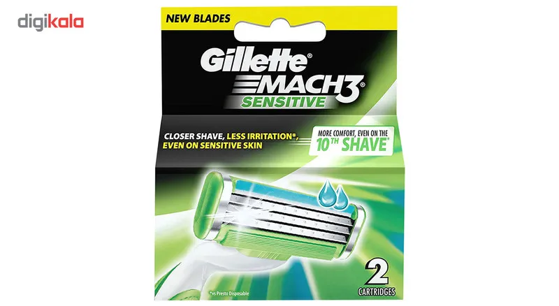 تیغ یدک ژیلت مدل MACH3 SENSETIVE بسته 2 عددی - تصویر 2