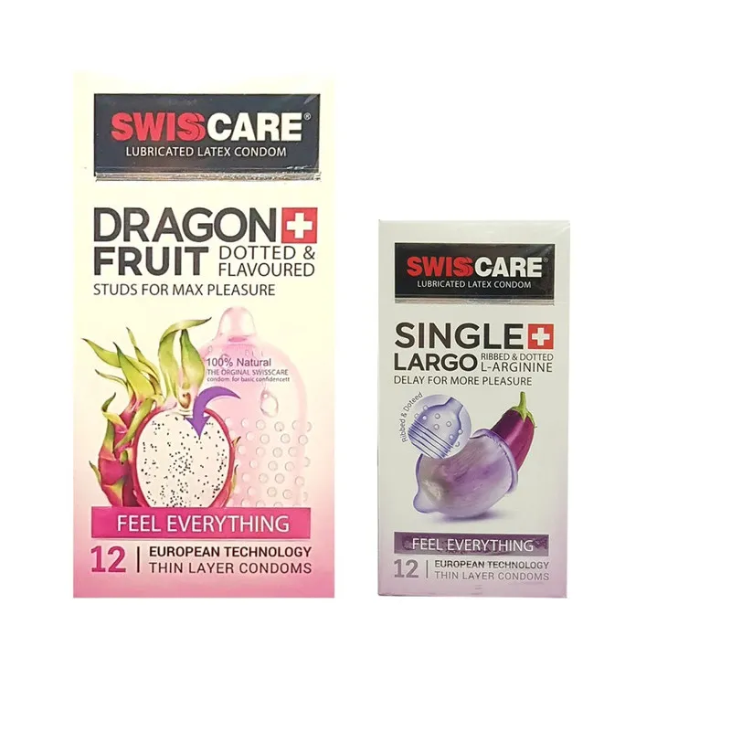 کاندوم سوئیس کر مدل DRAGON FRUIT بسته 12 عددی به همراه کاندوم سوئیس کر مدل LARGO بسته 12 عددی  - تصویر 2
