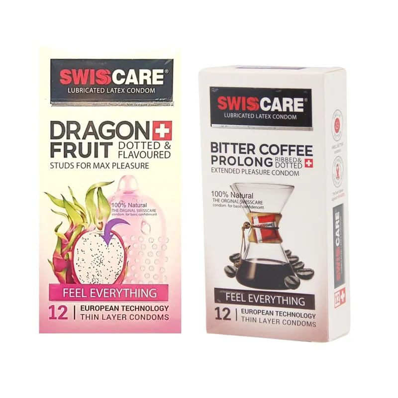 کاندوم سوئیس کر مدل Mohito بسته 12 عددی به همراه کاندوم سوئیسکر مدل Coffee Prolong بسته 12 عددی - تصویر 2