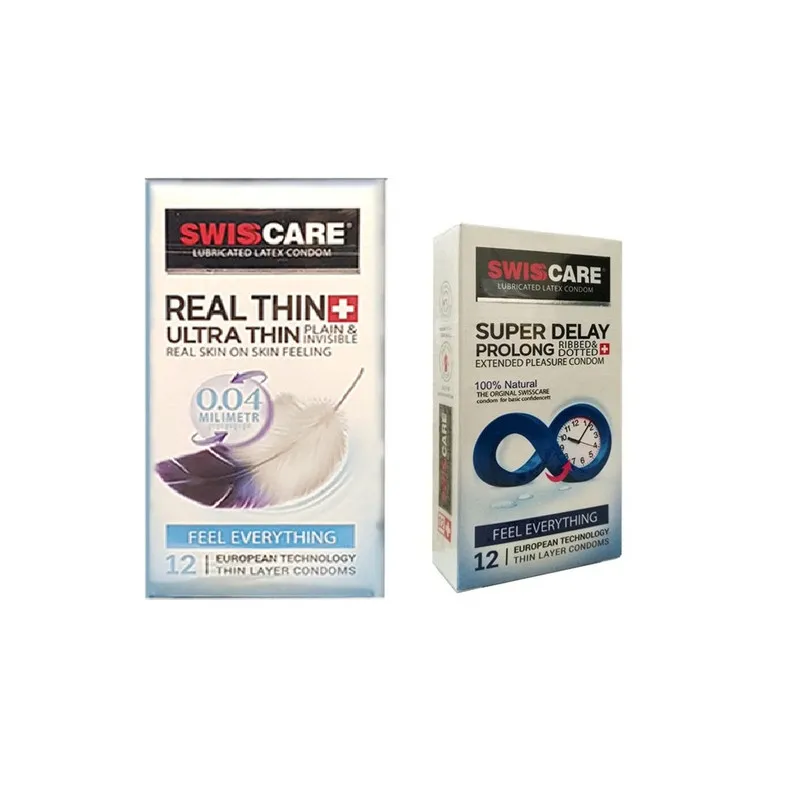 کاندوم سوئیس کر مدل REAL THIN  SUPER DELAY مجموعه 2 عددی - تصویر 2