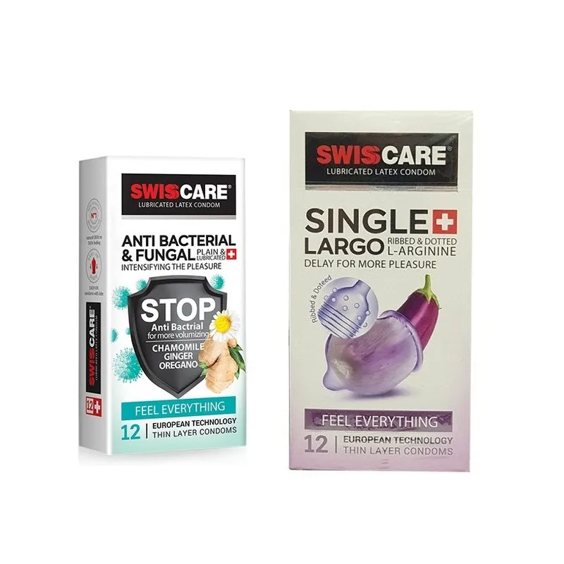 کاندوم سوئیس کر مدل ANTI BACTERIAL بسته 12 عددی به همراه کاندوم سوئیس کر مدل LARGO بسته 12 عددی - تصویر 2