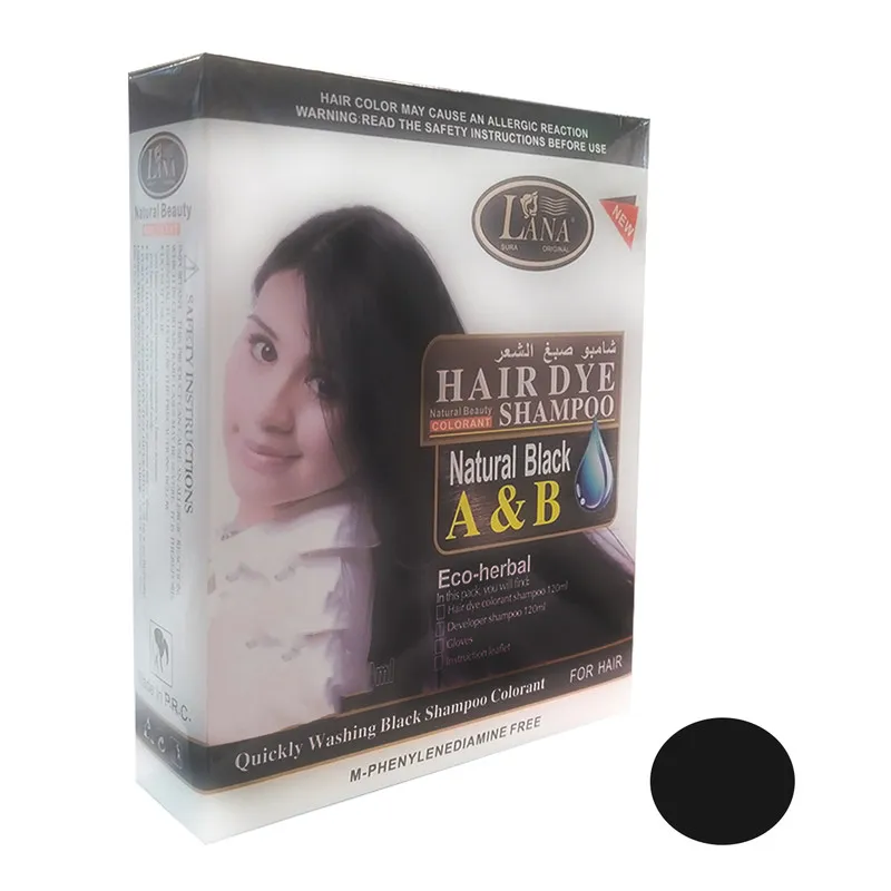 شامپو رنگ مو لانا مدل W_Dye حجم 120 میلی لیتر رنگ مشکی مجموعه 2 عددی - تصویر 2