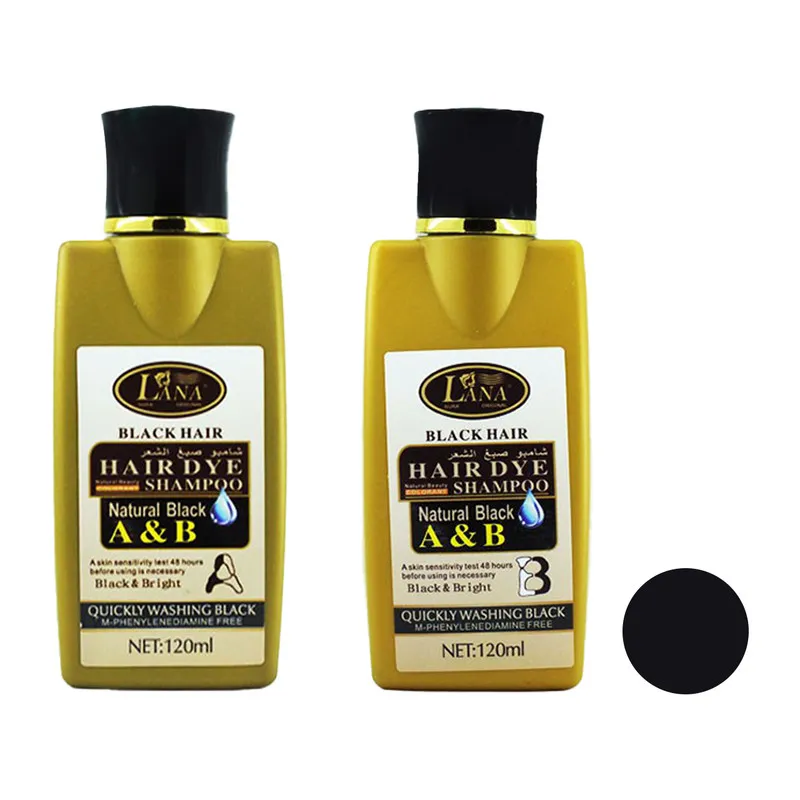 شامپو رنگ مو لانا مدل W_Dye حجم 120 میلی لیتر رنگ مشکی مجموعه 2 عددی - تصویر 3