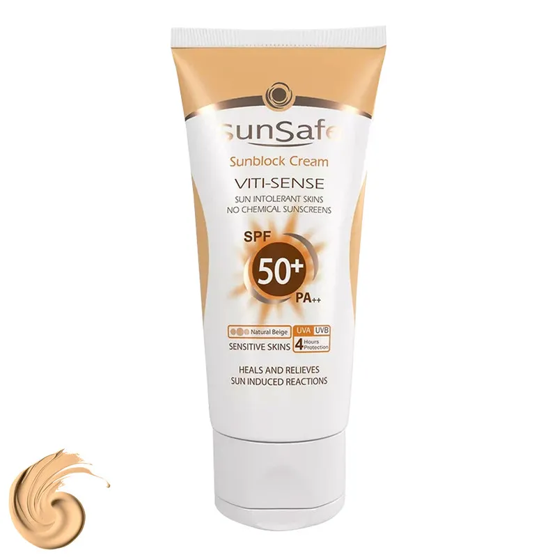 کرم ضدآفتاب رنگی سانسیف SPF50 مدل Viti-Sense، مناسب پوستهای حساس، حجم 50 میلیلیتر