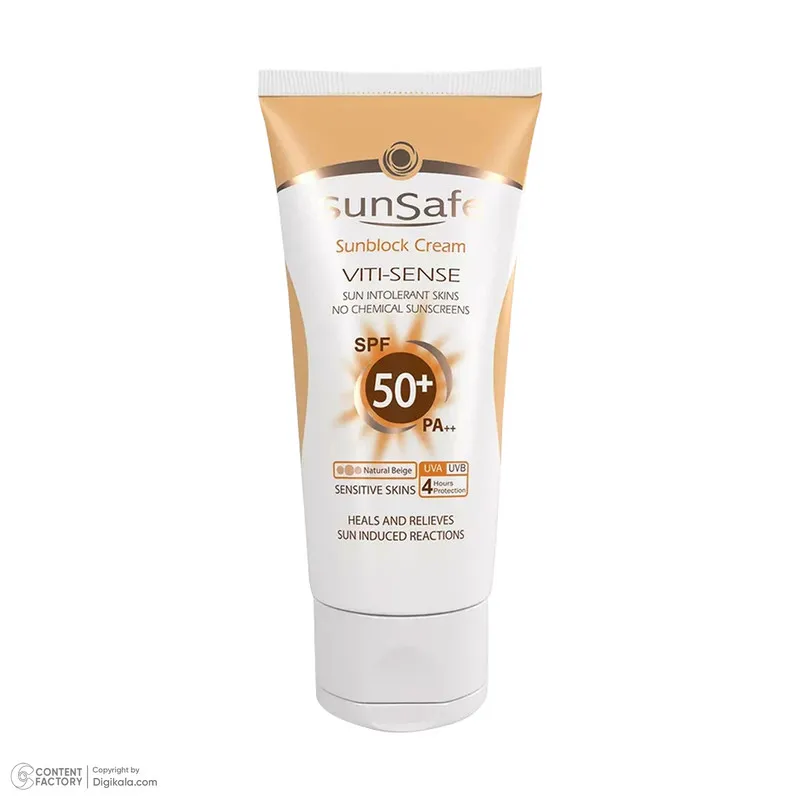 کرم ضدآفتاب رنگی سانسیف SPF50 مدل Viti-Sense، مناسب پوستهای حساس، حجم 50 میلیلیتر - تصویر 2
