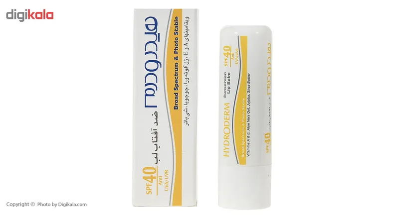 بالم لب هیدرودرم مدل SPF40 مرطوبکننده و ضدآفتاب با عصاره آلوئهورا و شیباتر، مقاوم در برابر آب و تعریق، مناسب پوست خشک، جامد ماتیکی، وزن 4.5 گرم - تصویر 5