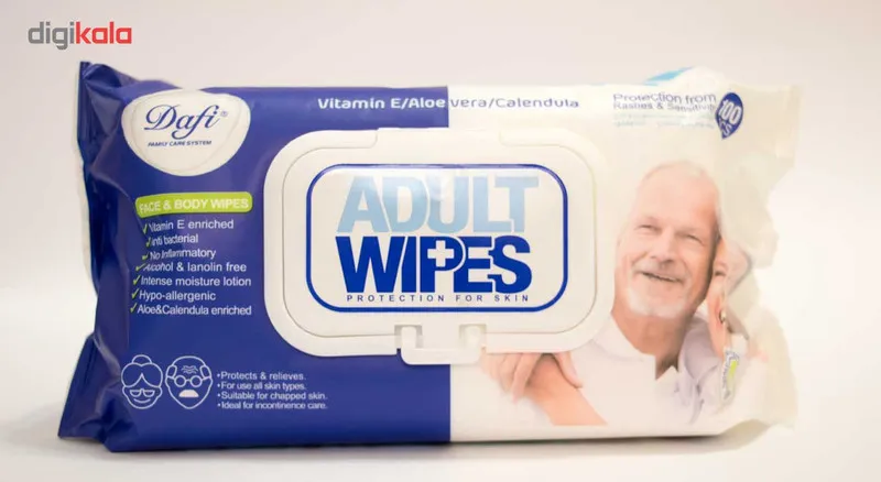 دستمال مرطوب دافی مدل Adult Wipes بسته 100 عددی - تصویر 2