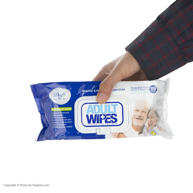 دستمال مرطوب دافی مدل Adult Wipes بسته 100 عددی - تصویر 6