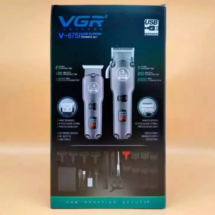ماشین اصلاح موی سر و صورت وی جی ار مدل V-675 مجموعه 2 عددی - تصویر 6