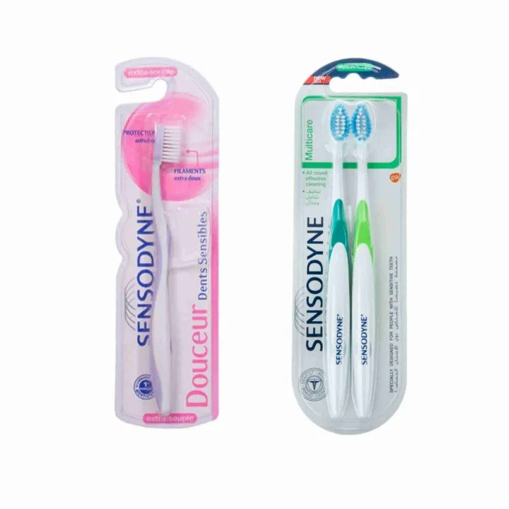 مسواک سنسوداین مدل Multi care با برس متوسط بسته 2 عددی به همراه مسواک سنسوداین مدل Desure با برس خیلی نرم