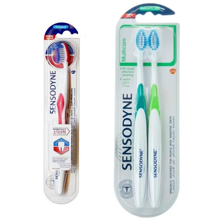 مسواک سنسوداین مدل Multi care با برس متوسط بسته 2 عددی به همراه مسواک مدل Gum sensetivty با برس نرم
