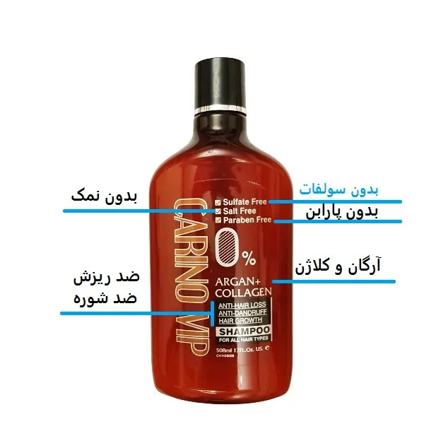 شامپو تقویت کننده و ضد ریزش مو کارینو وی آی پی مدل کلاژن و آرگان حجم 508 میلی لیتر - تصویر 3