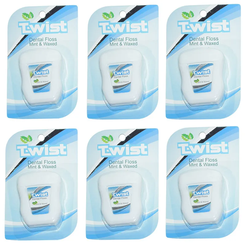 نخ دندان تویست مدل Mint And Waxed بسته 6 عددی 