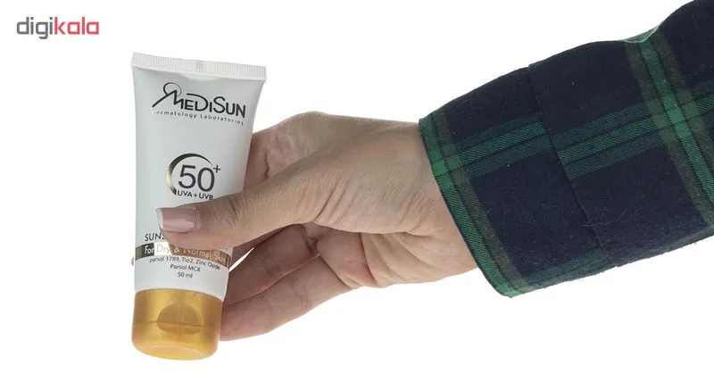 کرم ضد آفتاب رنگی مدیسان SPF 50 مدل Tinted مناسب پوستهای خشک و معمولی حجم 50 میلیلیتر - تصویر 4