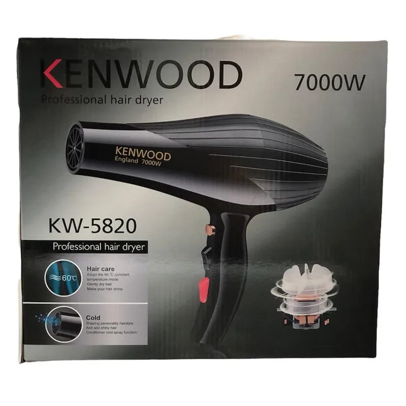 سشوار خانگی 9000 وات کنوود مدل kw-5820، موتور AC، وزن 700 گرم، المنت فلز، دارای سری متمرکزکننده پهن با ویژگی صافکنندگی، حجمدهندگی، با قابلیت باد سرد - تصویر 5