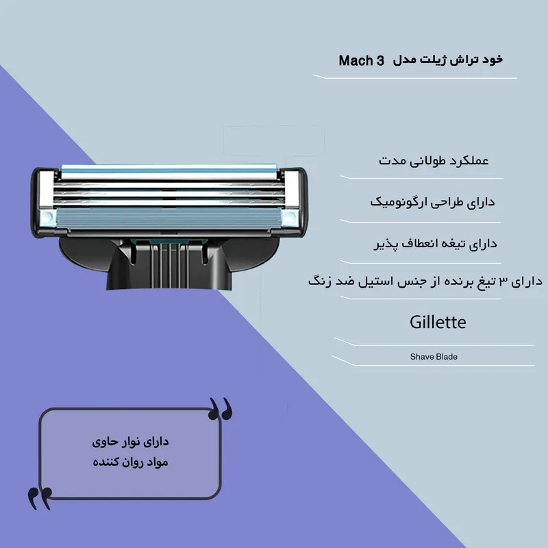 تیغ یدک ژیلت مدل Mach 3 بسته 4 عددی - تصویر 5