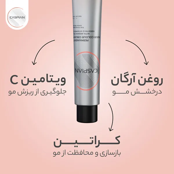 رنگ مو کاسپین مدل CA شماره 7.1 حجم 100 میلی لیتر رنگ دودی - تصویر 2