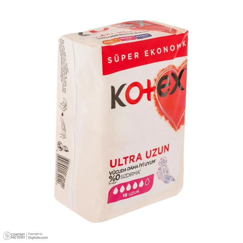 نوار بهداشتی نازک روز و شب کوتکس مدل Ultra Uzun سایز لارج بسته 18 عددی - تصویر 4