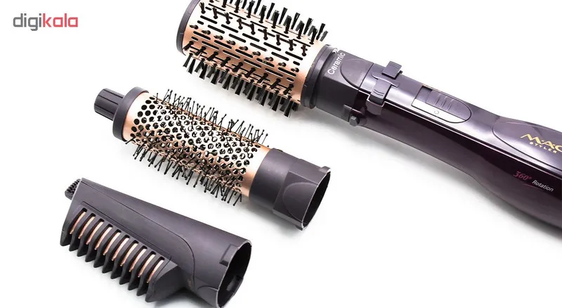 سشوار برس‌دار چرخشی 1200 وات مک استایلر مدل MC-6651، موتور AC، وزن 400 گرم، المنت سرامیک، دارای سری دیسپانسر با ویژگی فرکنندگی، با قابلیت باد سرد، فناوری تولید یون - تصویر 6