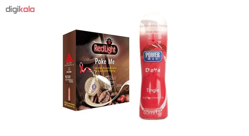 کاندوم ردلایت مدل Poke Me بسته 3 عددی به همراه ژل پاورمن مدل Tingle حجم 65 میلی لیتر - تصویر 2