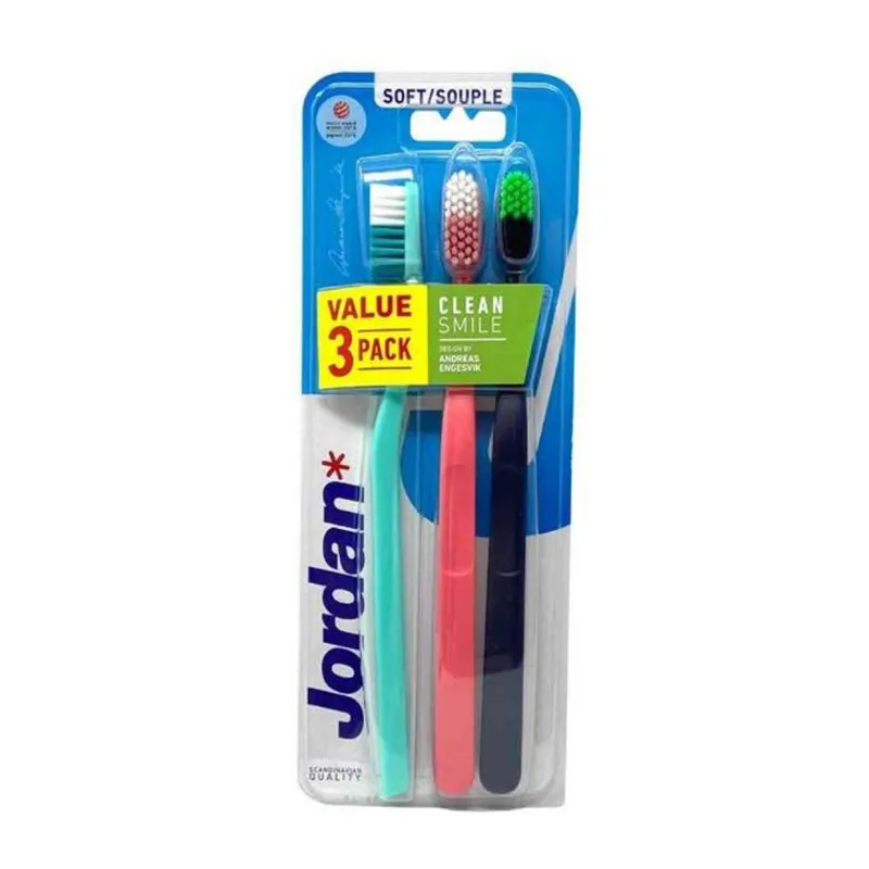 مسواک جردن مدل Clean Smile با برس نرم بسته 3 عددی - تصویر 2