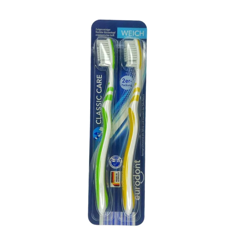 مسواک یورودونت مدل INTERDENTAL با برس نرم بسته 2 عددی