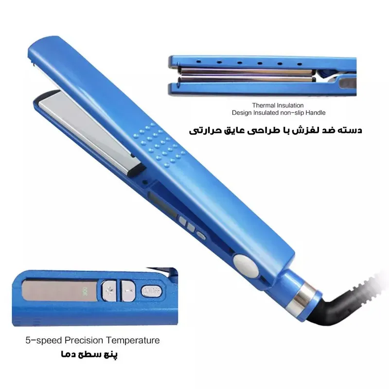 اتو مو نانوتیتانیوم کد 3IN1 به همراه فر کننده مو و شانه مو - تصویر 5