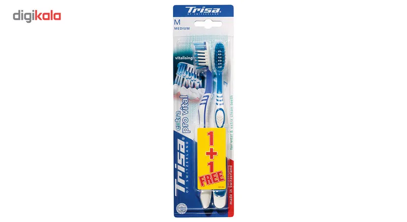 مسواک تریزا مدل Pro Vital با برس متوسط بسته 2 عددی - تصویر 2