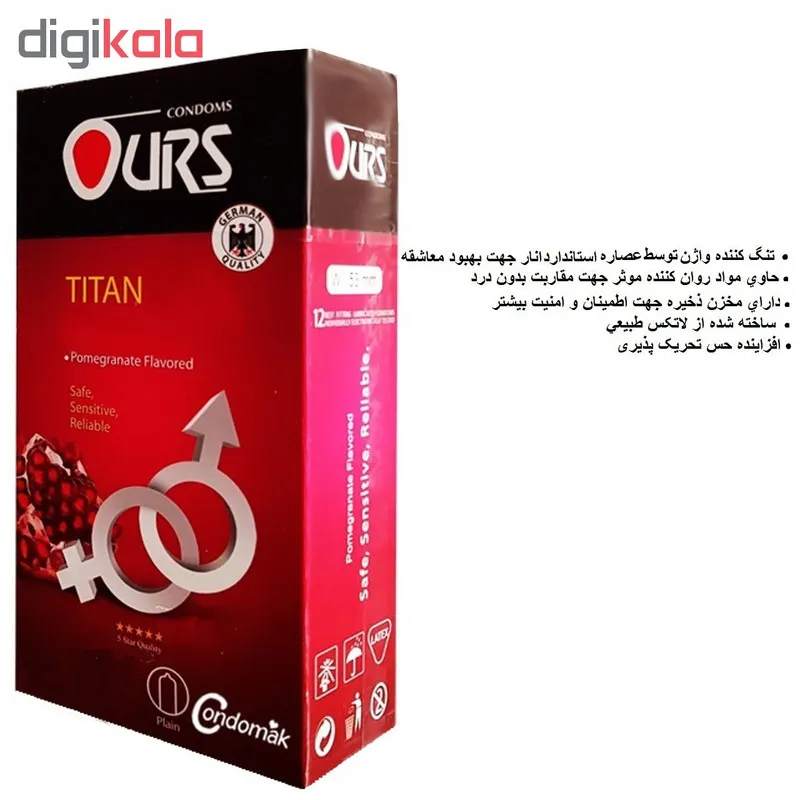 کاندوم تنگ کننده انار اورز مدل Titan بسته 12 عددی - تصویر 2