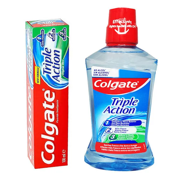 خمیر دندان کلگیت مدل Triple Action حجم 100 میلی لیتر به همراه دهان شویه کلگیت مدل Triple Action حجم 500 میلی لیتر - تصویر 2