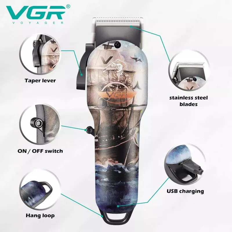 ماشین اصلاح موی سر و صورت وی جی ار مدل V-690 - تصویر 3