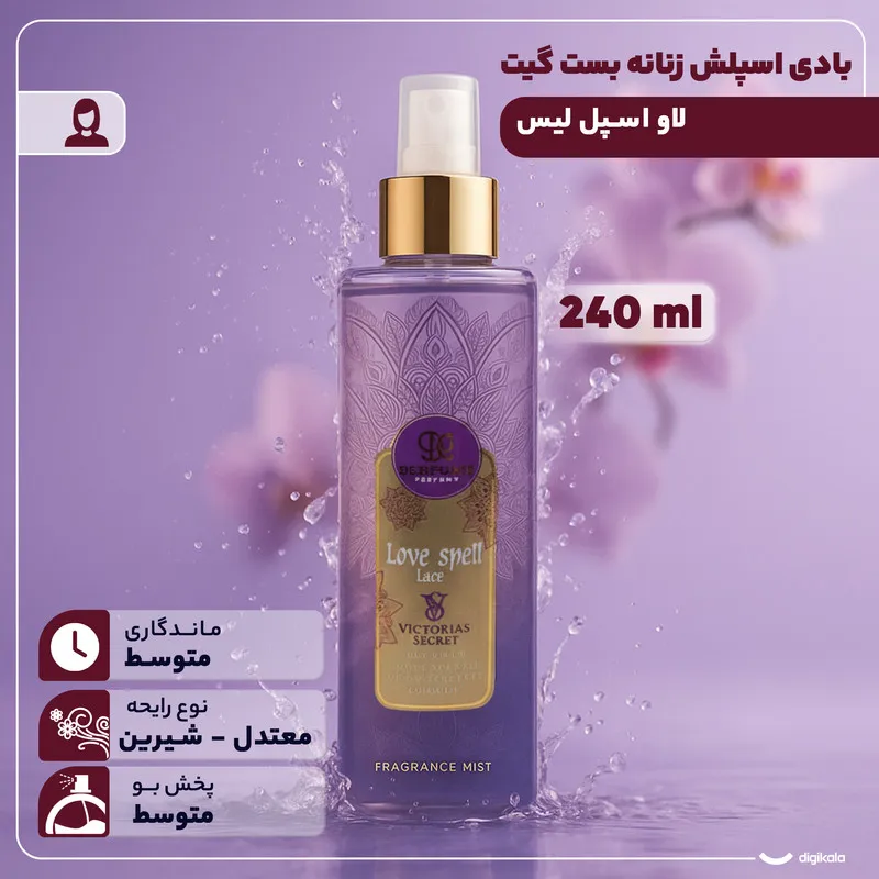 بادی اسپلش زنانه بست گیت مدل لاو اسپل لیس حجم 240 میلی‌لیتر - تصویر 3