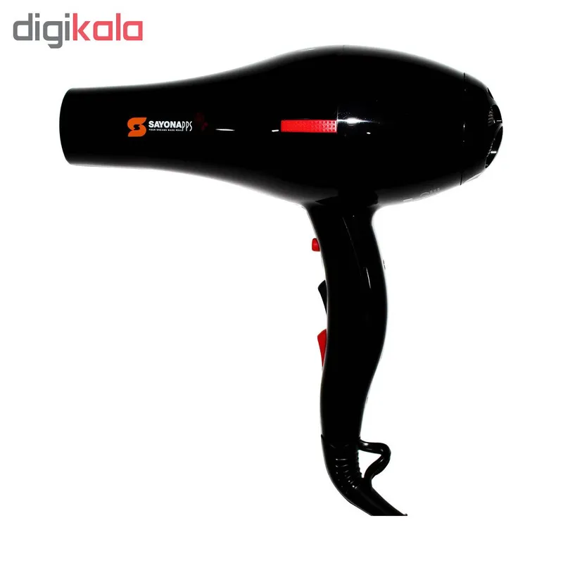 سشوار حرفه‌ای 2000 وات سايونا مدل SY-1300، موتور AC، وزن 700 گرم، دارای سری متمرکز‌کننده باریک، متمرکز‌کننده پهن با ویژگی صاف‌کنندگی، حجم‌دهندگی، با قابلیت باد سرد - تصویر 5