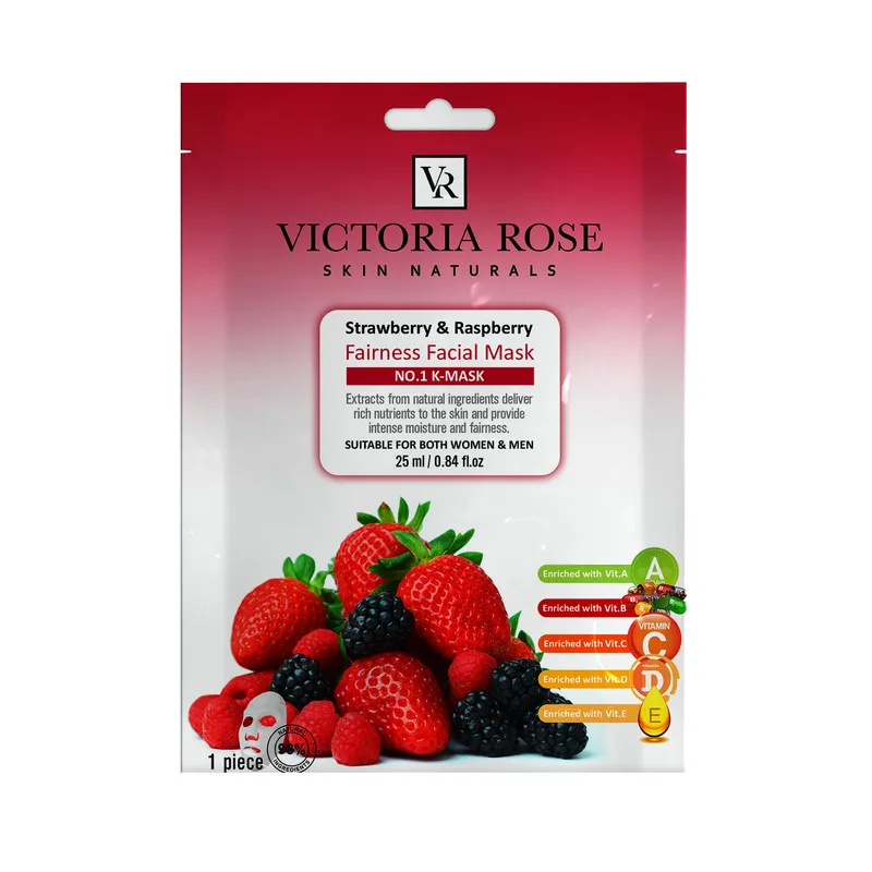 ماسک صورت ویکتوریا رز مدل Strawberry Raspberry حجم 25 میلی لیتر بسته 50 عددی - تصویر 2