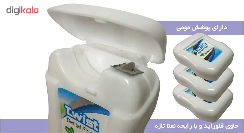 نخ دندان تویست مدل Mint & Waxed طول 50 متر بسته 3 عددی - تصویر 2