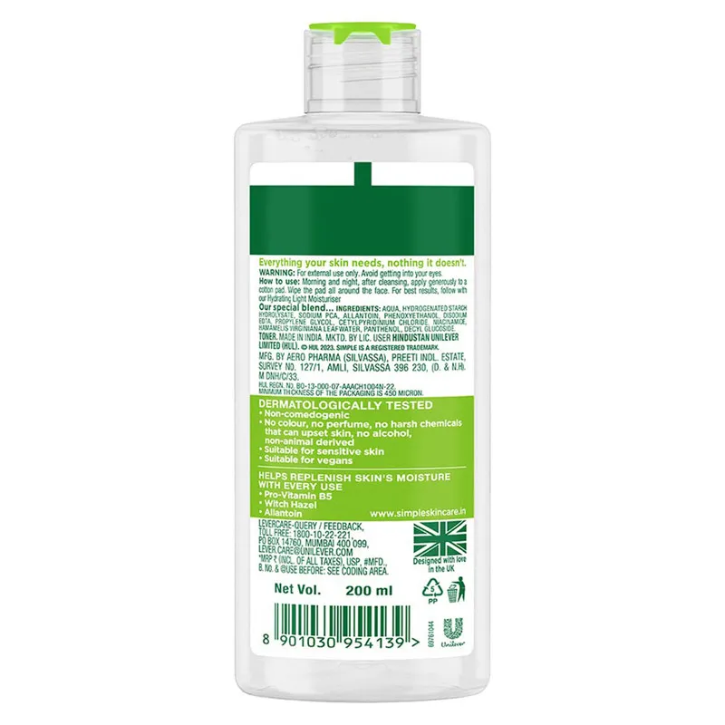 تونر سیمپل مدل Vitamin B5 Witch Hazel حجم 200 میلی لیتر - تصویر 3