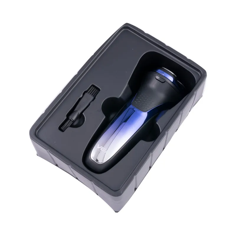 ماشین اصلاح موی صورت وی جی آر مدل V-306 با تیغه استیل ضد زنگ چرخشی، حرکت سری در 5 جهت، استفاده خشک و مرطوب، شارژ USB و نمایشگر LED میزان شارژ - تصویر 2