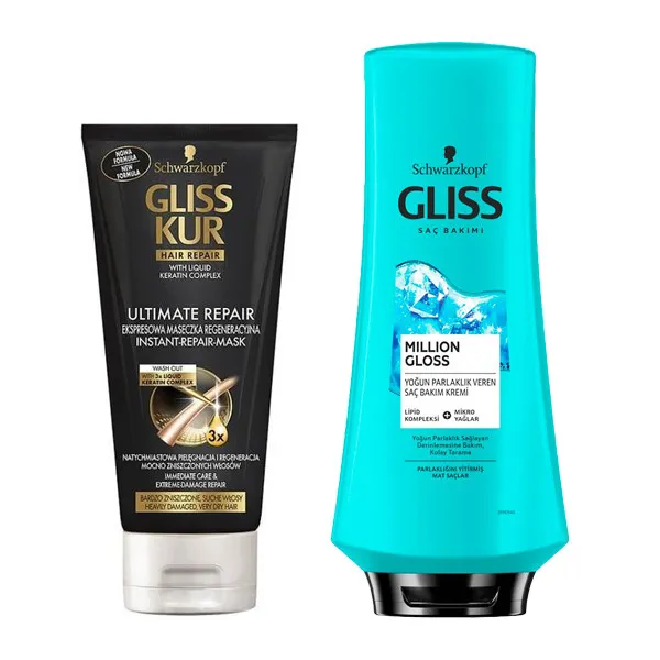 نرم کننده مو گلیس مدل Million Gloss حجم 360 میلی لیتر به همراه ماسک مو گلیس مدل ریپیر حجم 200 میلی لیتر - تصویر 2