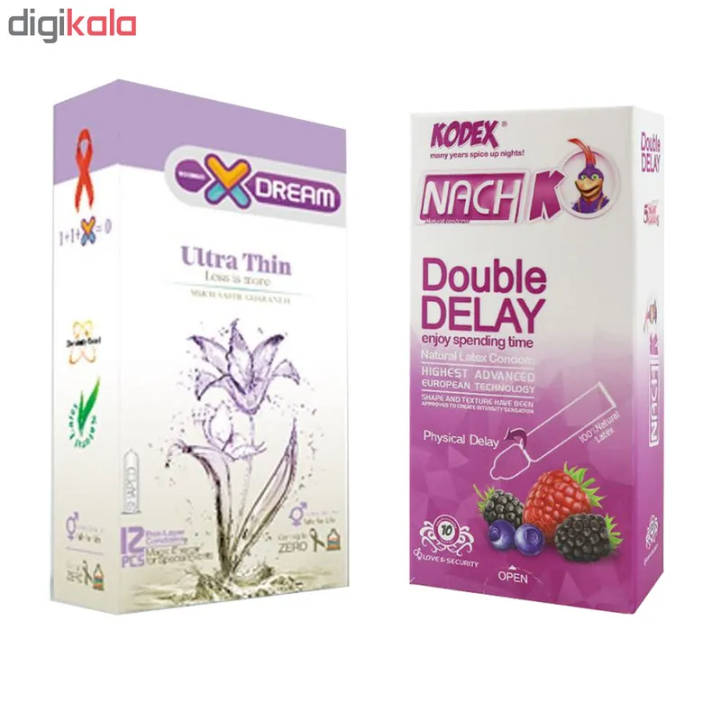 کاندوم ایکس دریم مدل بسیار نازک بسته 12 عددی به همراه کاندوم تاخیری کدکس مدل Double Delay بسته 10 - تصویر 4