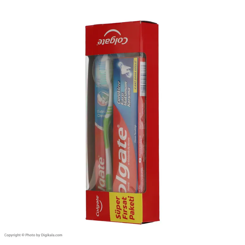 مسواک کلگیت مدل Extra clean با برس متوسط به همراه خمیر دندان کلگیت مدل سفيد کننده و ضد پوسيدگی حجم 75 میلی لیتر - تصویر 3