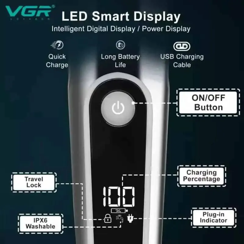 ست ماشین اصلاح موی صورت و بدن وی جی ار مدل V-107 - تصویر 4
