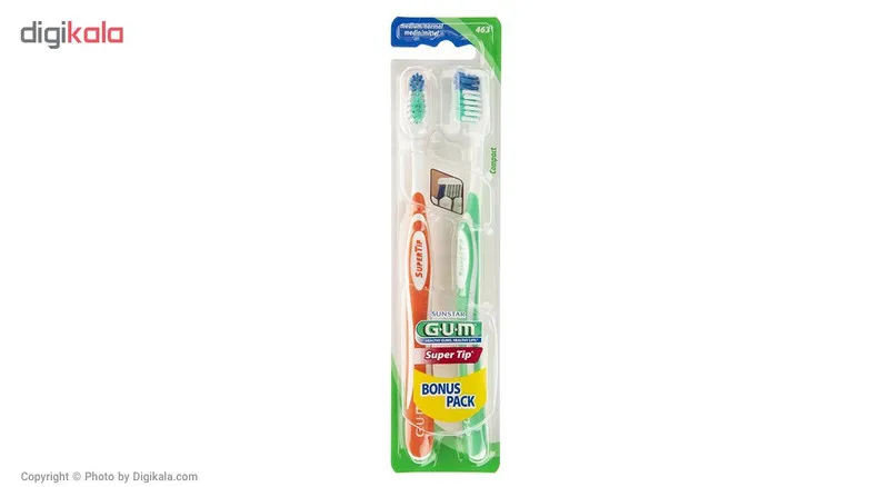 مسواک جی یو ام سری Super Tip مدل Bunus با برس متوسط بسته دو عددی - تصویر 2