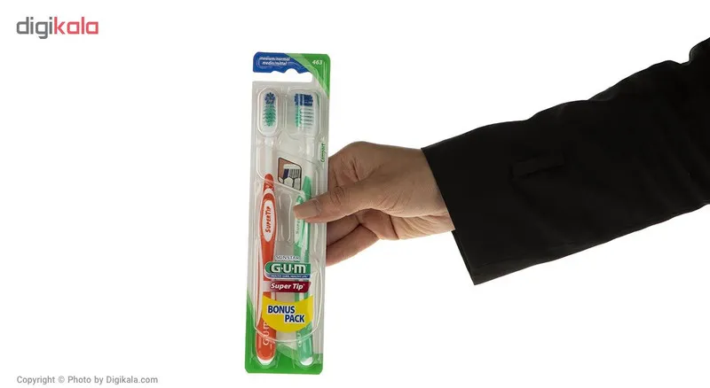مسواک جی یو ام سری Super Tip مدل Bunus با برس متوسط بسته دو عددی - تصویر 4