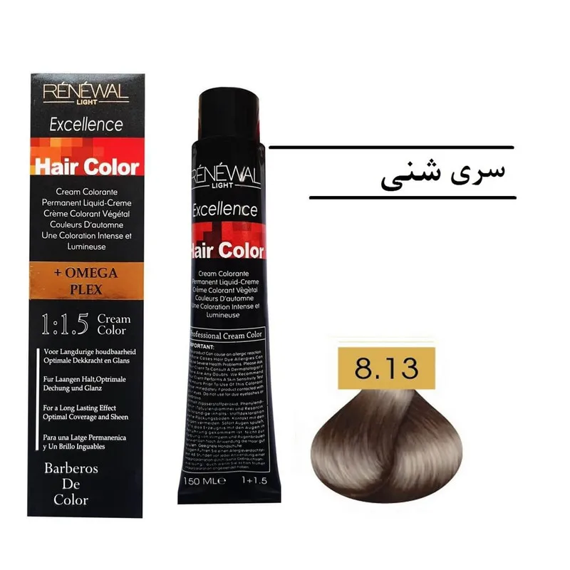 رنگ مو رنوال شماره 8.13 حجم 150 میلی لیتر رنگ بلوند شنی روشن - تصویر 2