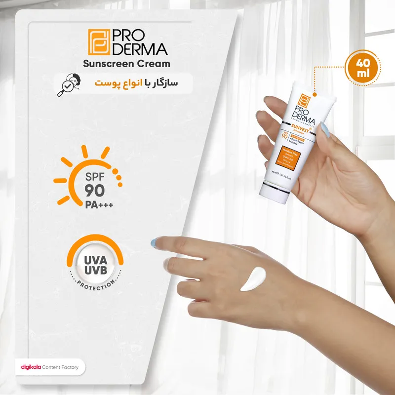 کرم ضدآفتاب و ضدچروک پرودرما مدل SPF90، حجم 40 میلی‌لیتر - تصویر 6