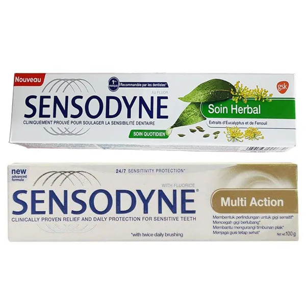خمیر دندان سنسوداین مدل Soin Herbal حجم 75 میلی لیتر به همراه خمیر دندان سنسوداین مدل Multi Action