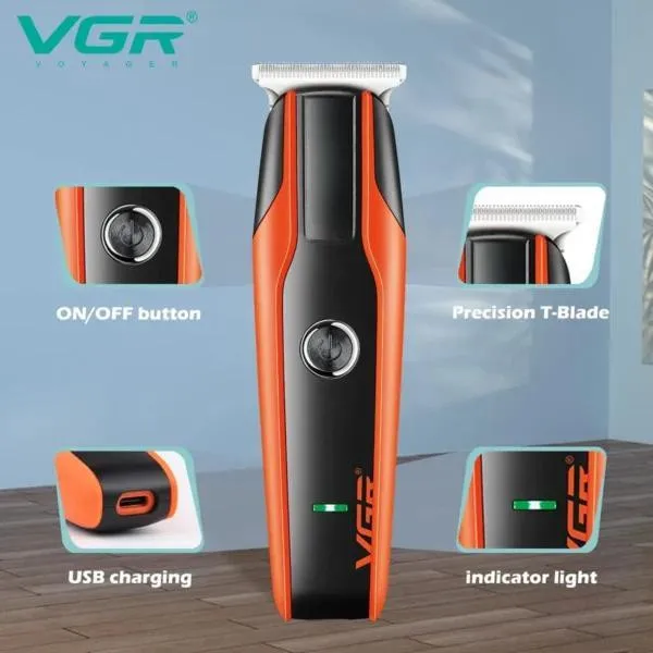 ماشین اصلاح موی سر و صورت وی جی آر مدل V-999 با تیغه استیل پیشرفته، اصلاح دقیق 0.01 میلیمتر، استفاده خشک و مرطوب، باتری شارژی 90 دقیقه کارکرد و 4 شانه تنظیم طول - تصویر 5